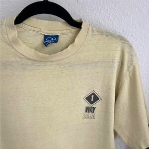 Vintage 90s  Op Pale Yellow Worn Grunge Beach Shirt Mens Medium